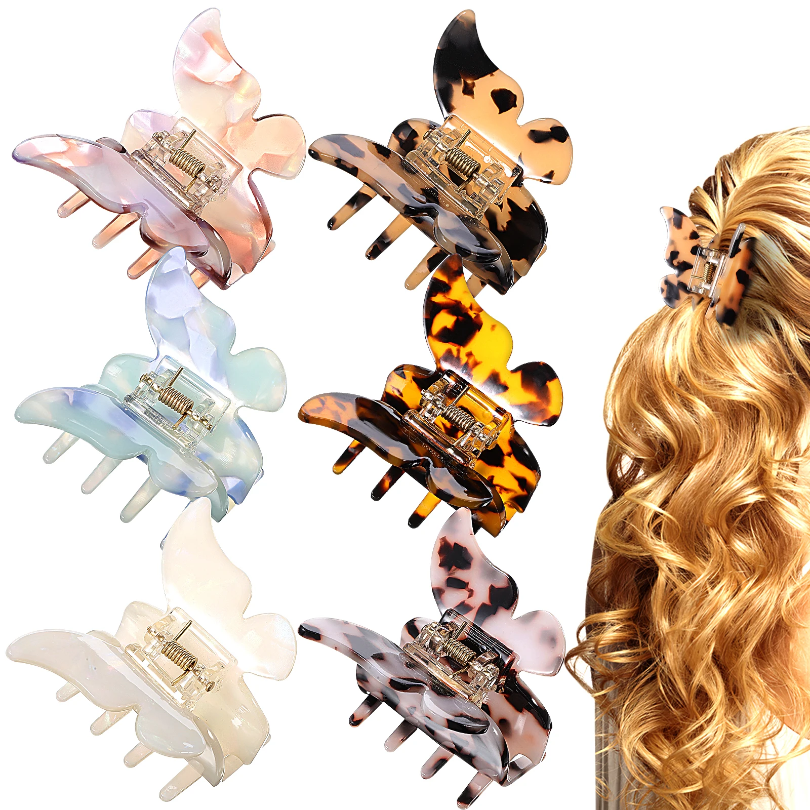

Hair Claw Clips for Women Girls Butterfly Shape Grab Barrettes Suitable Curly Straight Long Thick Hair Easy DIY Accessories