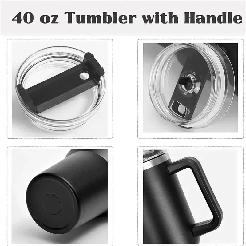 40OZ Stainless Steel Insulated Water Bottle Vacuum Insulated Cup Travel Car Coffee Mug Car Cup Straw Water Bottle With Handle