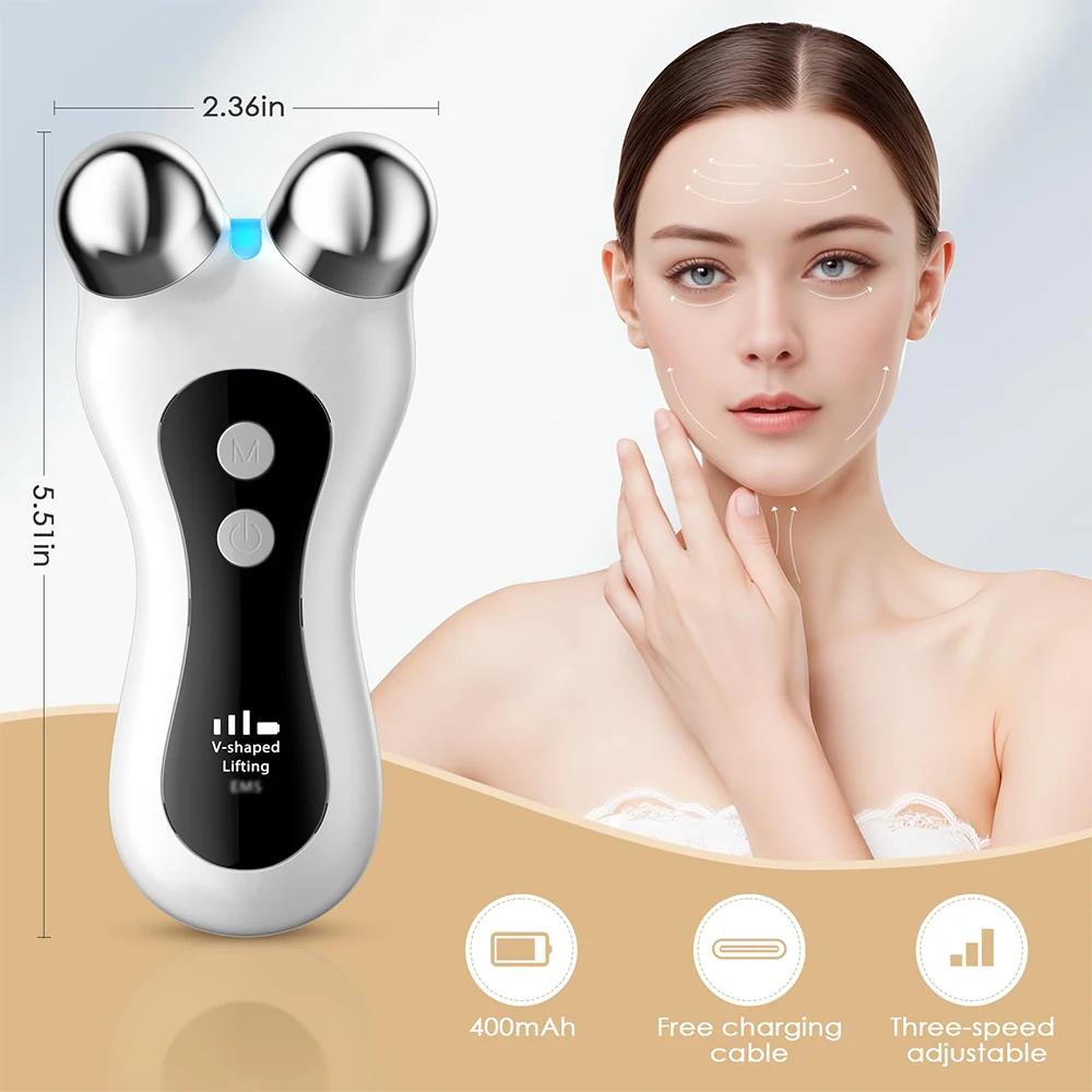 Dispositivo de rolo de microcorrente ems massageador facial para lifting facial pele apertar ferramentas removedor de queixo duplo