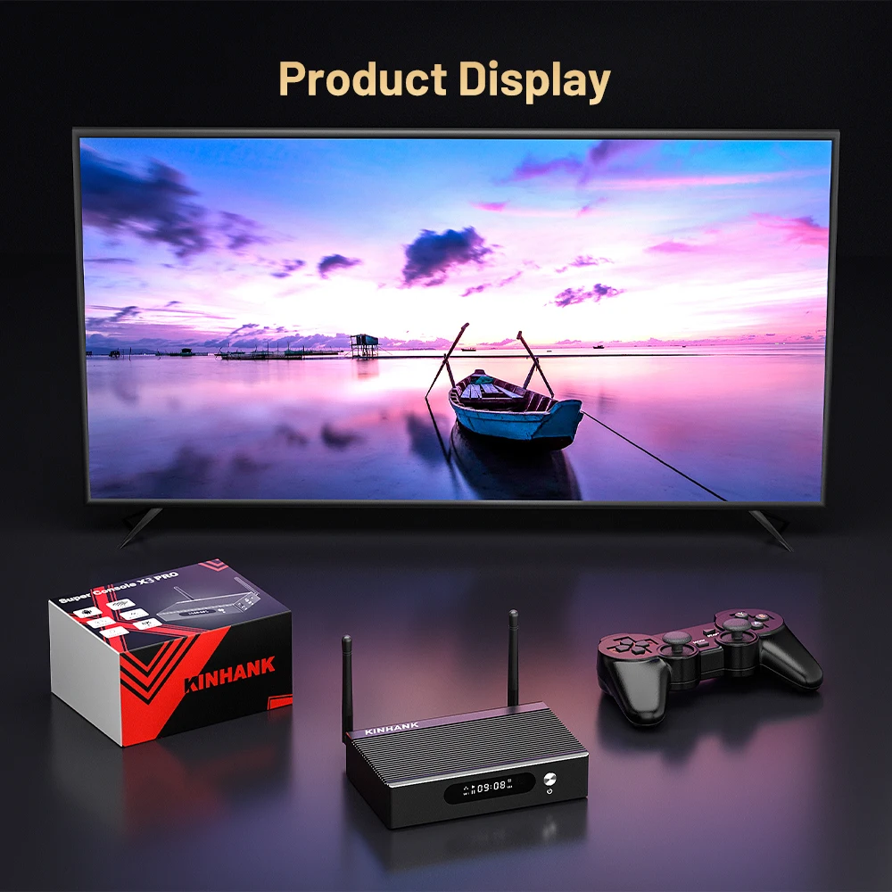 KINHANK Super Console X3 Pro Retro Video Game Console 60000 Games for PS1/PSP/SS/N64/DC/Arcade  Android 9 TV Box