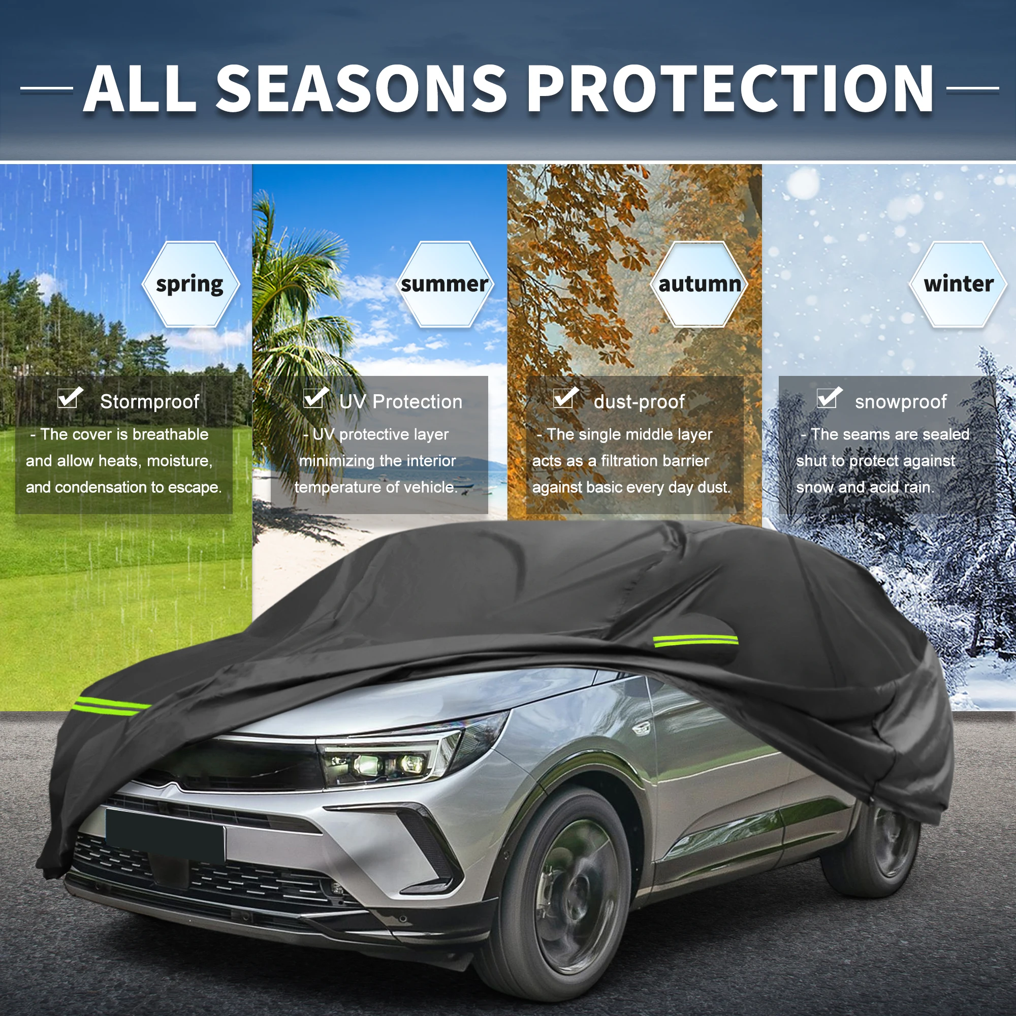 X Autohaux автомобильный чехол для Opel Grandland x 2017-2024 210D-PU уличный полный автомобильный чехол всепогодная водонепроницаемая ветрозащитная защита