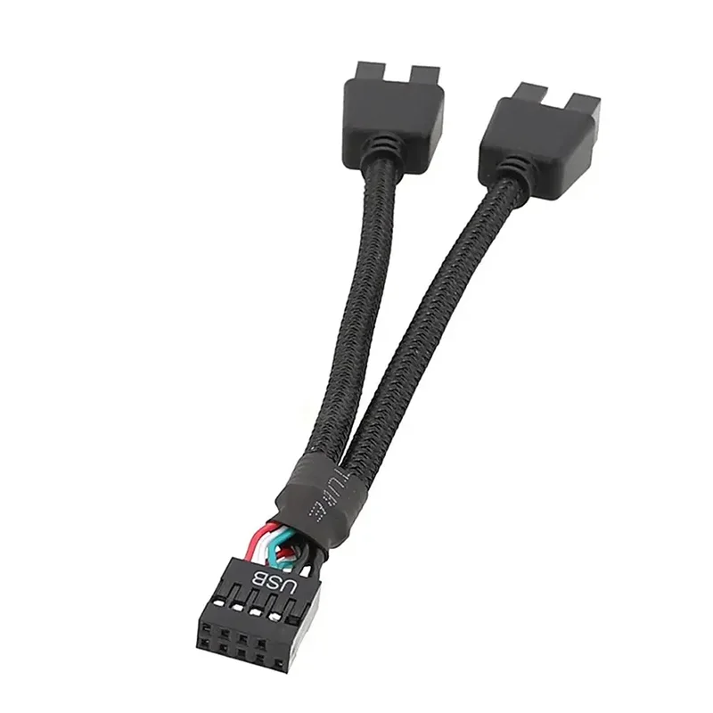 15cm Computer Motherboard USB Extension Cable 9 Pin 1 Female To 2 Male Y Splitter Audio HD Extension Cable For PC