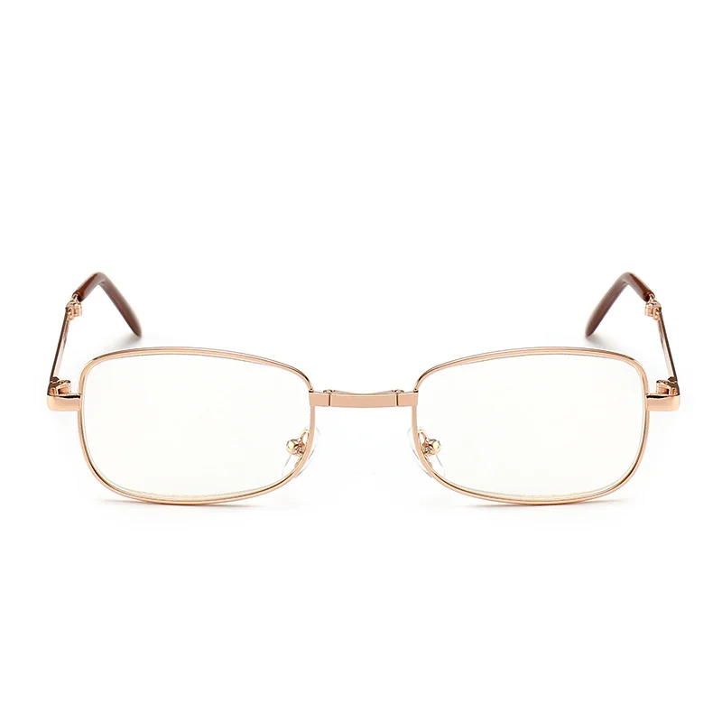 4 in 1 Bifocal Folding Reading Glasses Unisex Collapsible Metal Lenses With Leather Box Farsighted Eyeglasses Diopter Glasses