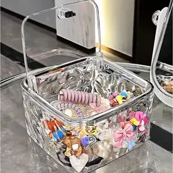 Hair Accessories Organizer Headdress Box for Girl Acrylic Hair Clip Holder with Lid Laundry Pods Container Desktop Trash Can