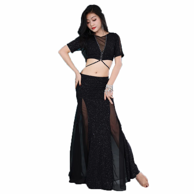 Belly Dance Costume Practice Suit Fishtail Skirt Set 2 Pcs Set For Adult Women Stage Performance Oriental Dance Outfit Clothes