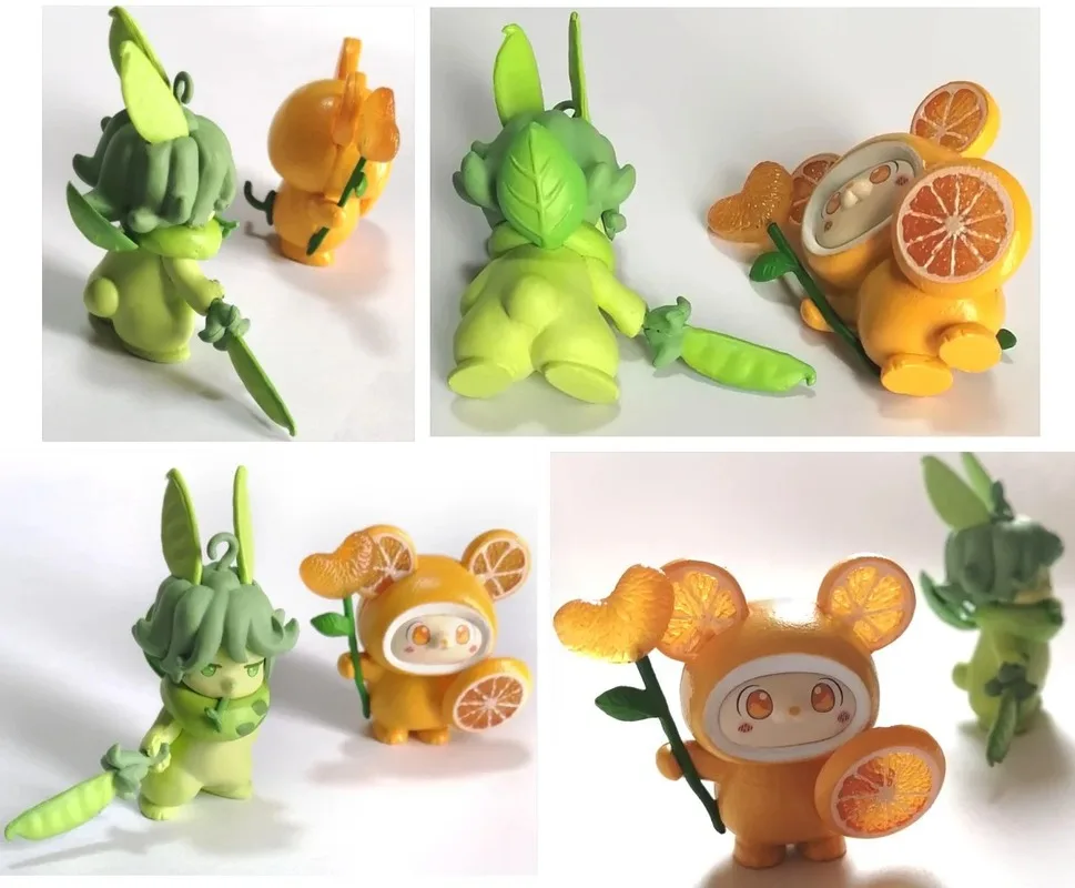Stasto Capsule Toys Kawaii Vegetable Fairy Fruit Fairy Extra Orange Warrior Mouse Rabbit Leek Onion Penguin Gifts Deco Figures