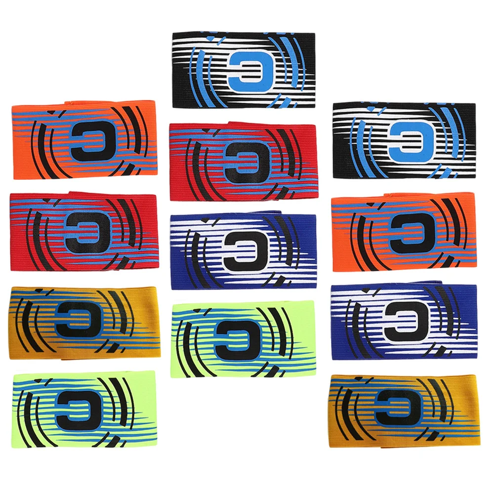 

12Pcs Captain Armband Soccer Elastic Football Player Bands High Visibility Team Sport Wristbands Captain Bands Soccer