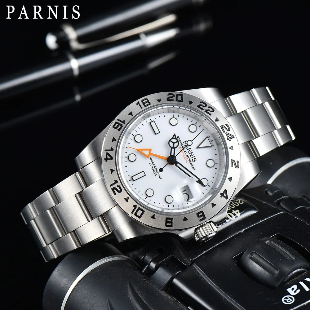 

Parnis 40mm Automatic Mechanical Sapphire Glass Men Wristwatch GMT Luminous Watch