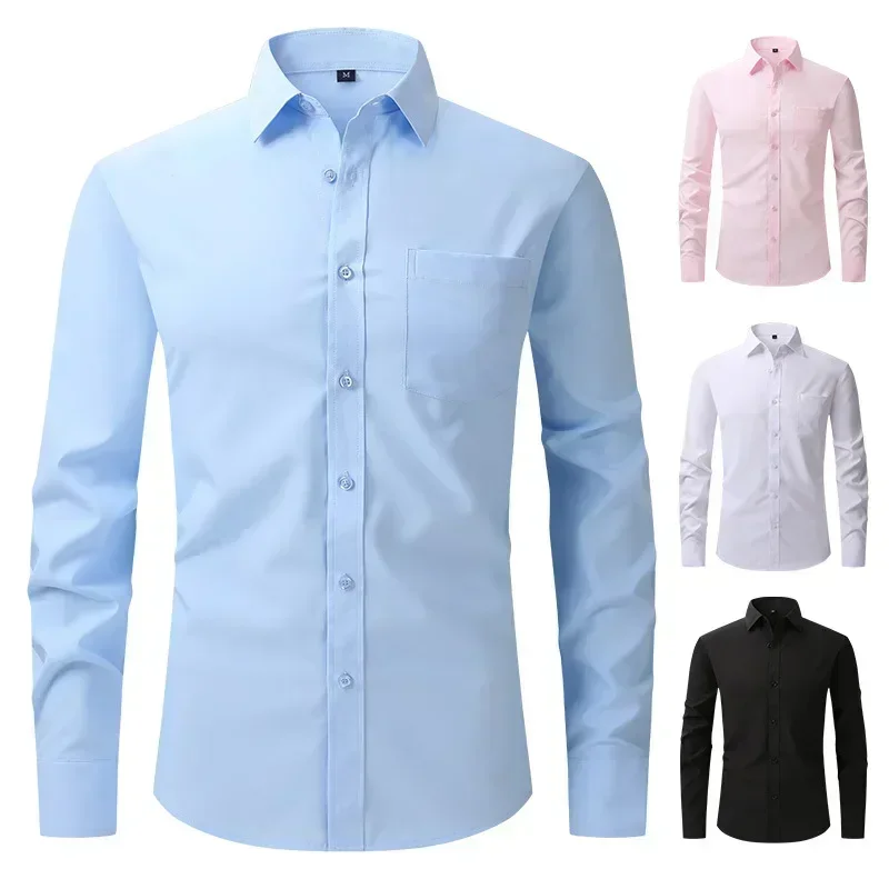 Camisa elástica de talla estadounidense para hombre, camisa de manga larga de negocios y ocio, vestido profesional ajustado, estilo de temporada más vendido, nuevo