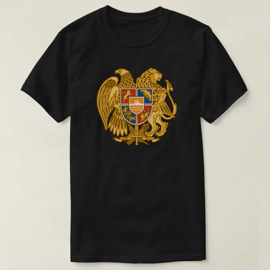 Coat of Arms of Armenia - Armenian Emblem Men T-Shirt Short Sleeve Casual 100% Cotton O-Neck Summer TShirt