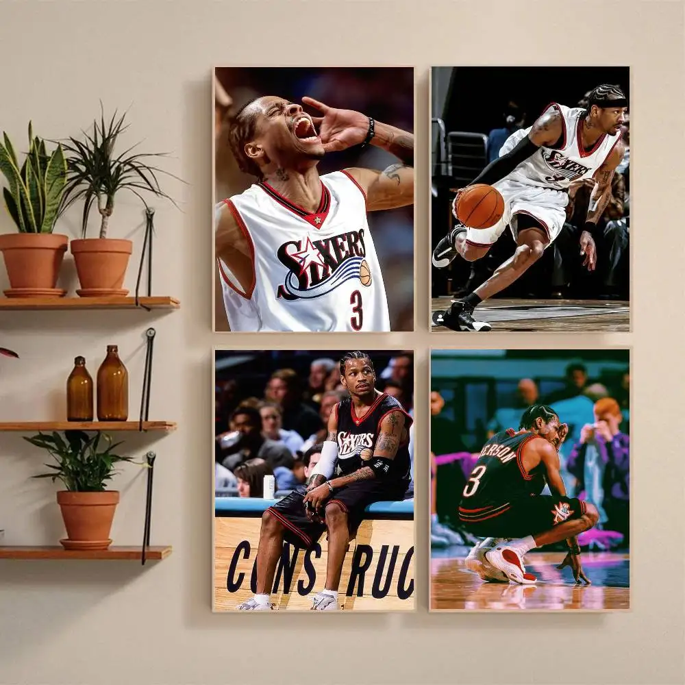 A-Allen I-Iverson Poster Self-adhesive Art Waterproof Paper Sticker Coffee House Bar Room Wall Decor