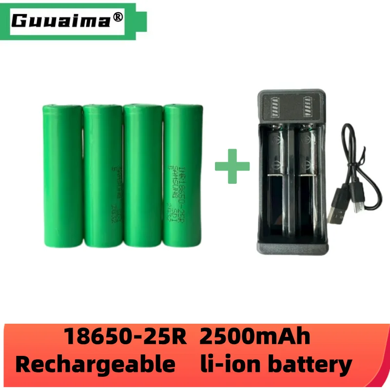 Free Shipping100% New original 3.7V 18650 Battery 2500mah 25R 2500mah 20A battery scrap lithium battery screwdriver flashlight