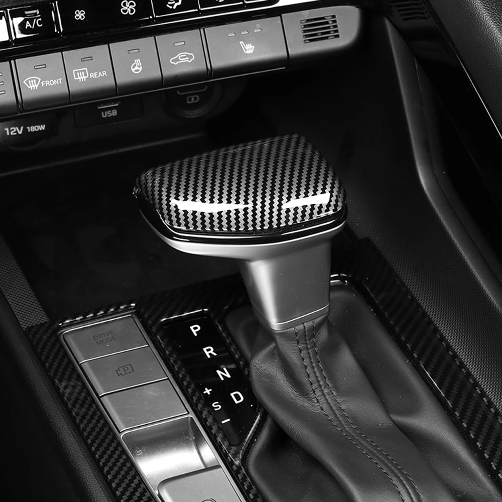 Rote Carbonfaser-Stil Schaltknauf-Abdeckung Zierleiste Innenraum-Zubehör für Hyundai Elantra CN7 N 2021-2025 LHD RHD – Detail 5