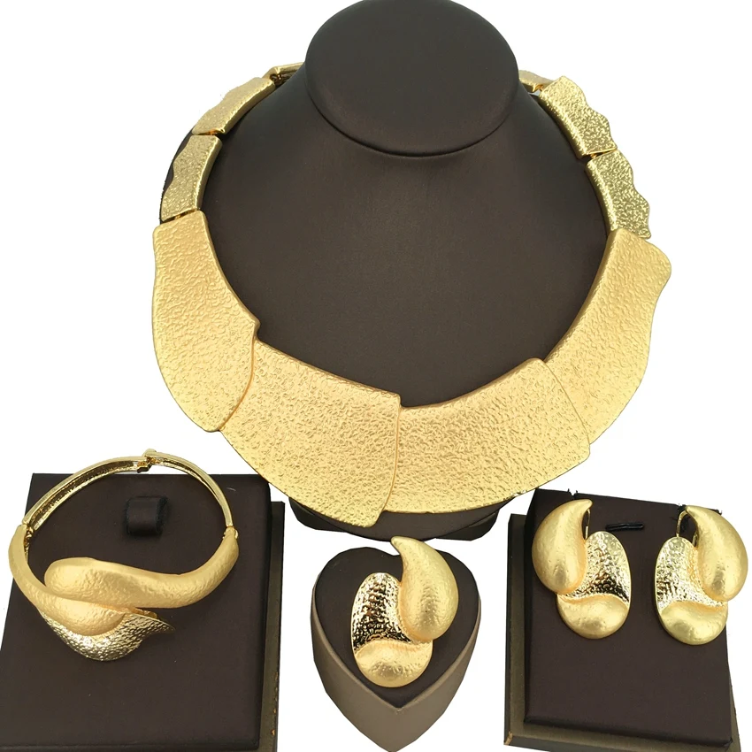 

Yuminglai Dubai Jewelry Set Brazilian gold jewelry Italian 24 k Gold Plating Jewelry Big Set FHK14776