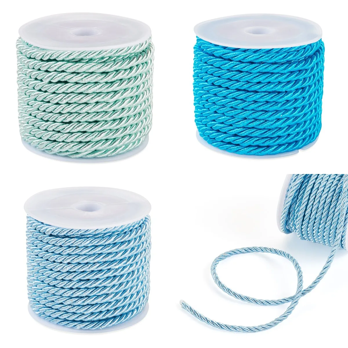 1Roll 3mm 5.47 Yards Polyester Cord Twisted Cord Craft Decorative Polyester Rope Handmade Cording DIY Home Decor Sewing Crafts