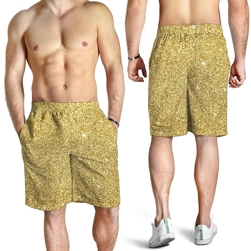 Full Print Sequins glitter Graphic Beach Shorts For Men Women Casual Oversized Board Shorts Summer Quick Dry Short Pants