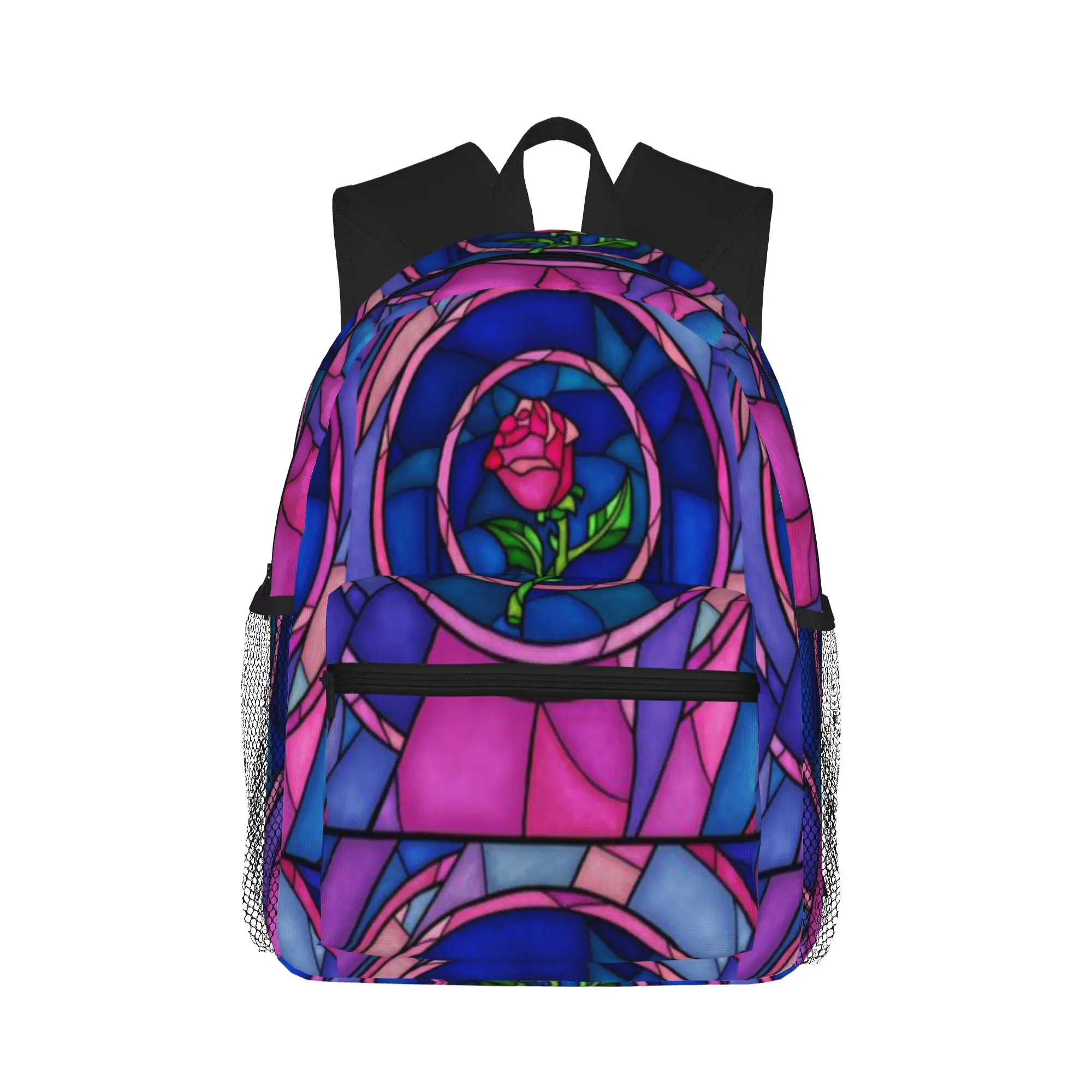 A Single Rose in the Stained Glass Window  Casual Backpack for Students and Adults Bags for women