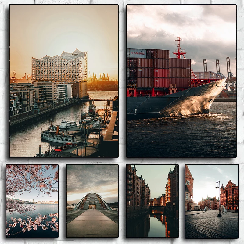 City Architecture Hamburg Photography Pictures Posters Paintings Murals Art Pictures Home Room Decoration Cuadros