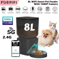 8L Automatic Cat Feeder With 1080p Camera Video 5G WiFi Cat Food Dispenser Pet Smart Voice Recorder Tuya APP Pet Auto Feeder