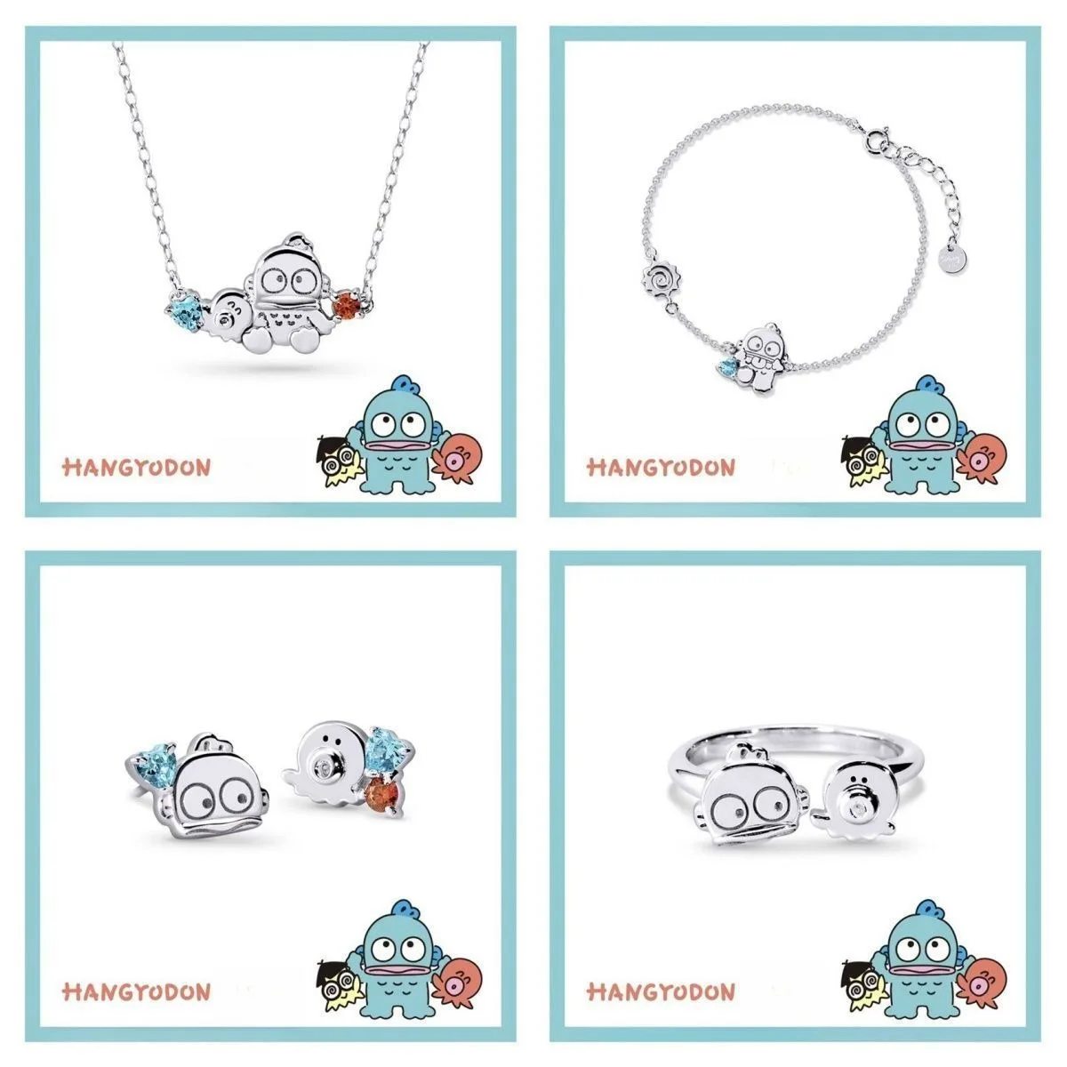 

New Hangyodon Series Necklace Bracelet Chain Ear Studs Alloy Cute Sweet Cartoon Fun Small Creative Birthday Present Necklace