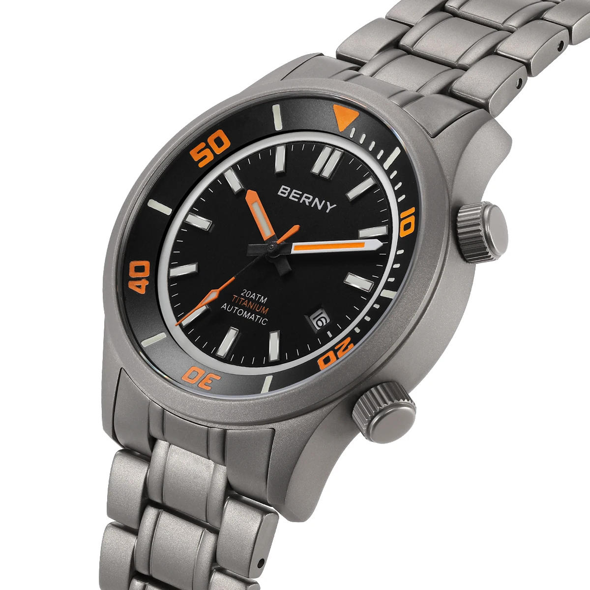 BERNY Automatic Titanium Diver Watch for Men Supper Luminous Sappire AR Coated Miyota 8215 20ATM Mechanical Diving Men's Watches