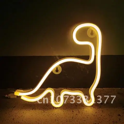 Neon LED Dinosaur Lights Colorful Wall Hanging Neon Sign Decoration Night Lamp Bedroom Wall Lamp On/Off Lamp