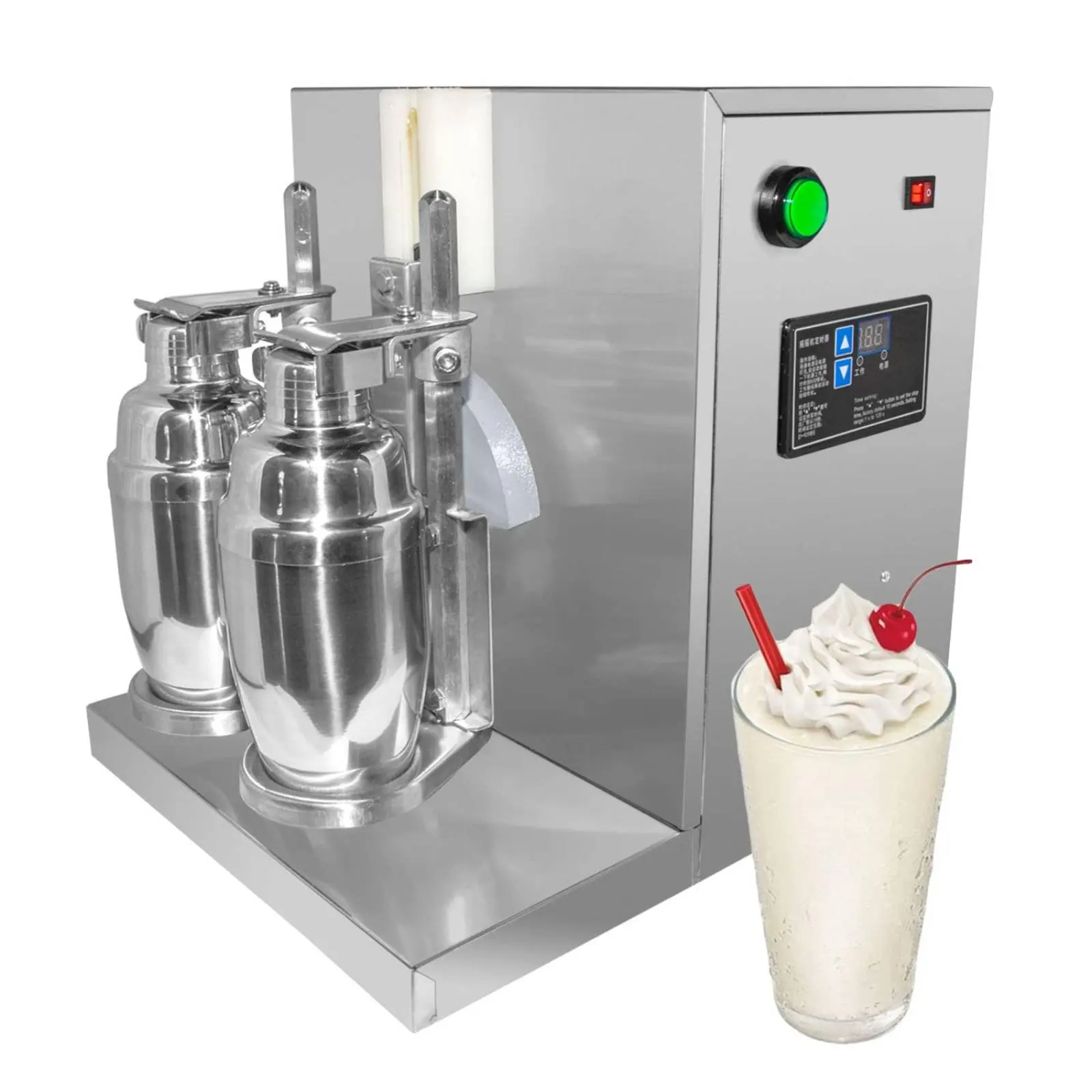 

Double Head Milk Tea Shaker Automatic Shaking Double Head Milkshake Mixer Milk Tea Mixer 360 Degree Rotation Food Equipment