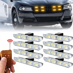 Car Grille Strobe Warning Lights Yellow Red Blue White Beacon 4LED Emergency Flash Signal Light for Cars Truck Van SUV 12V