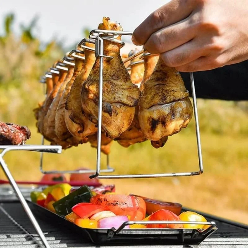 

Roasted Chicken Rack Holder BBQ Beef Chicken Leg Wing Grill Rack Stainless Steel Drumstick Oven Roaster Stand