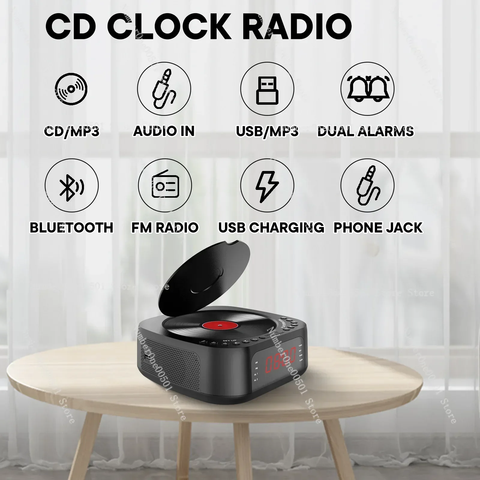 CD Player with Bluetooth Speaker FM Radio All in One Music Player System HiFi Sound Quality Wireless Connectivity