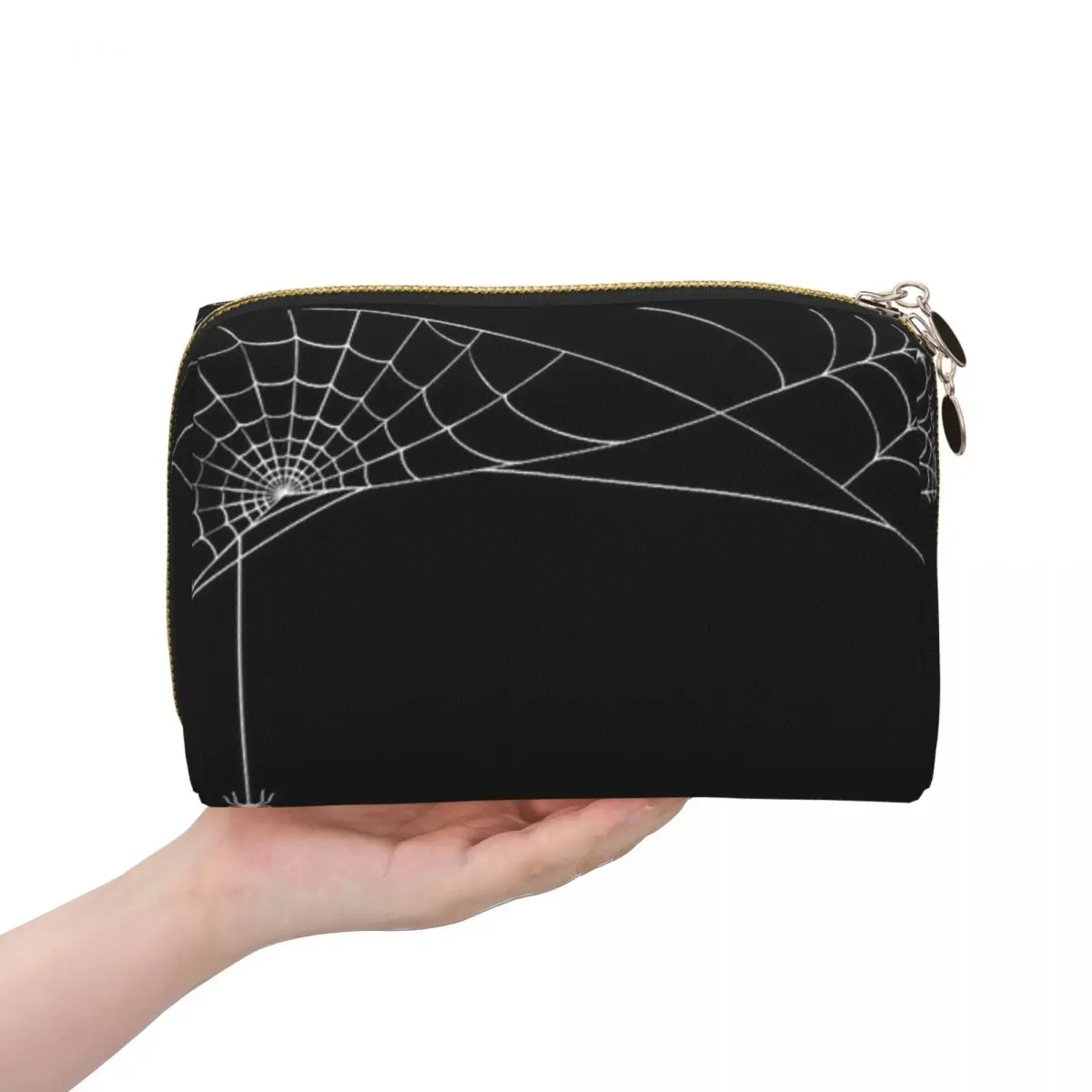 Black White Spider And Cobweb Women Cosmetic Bags Travel Makeup Organizer Pouch Toiletry Storage Dopp Kit Case