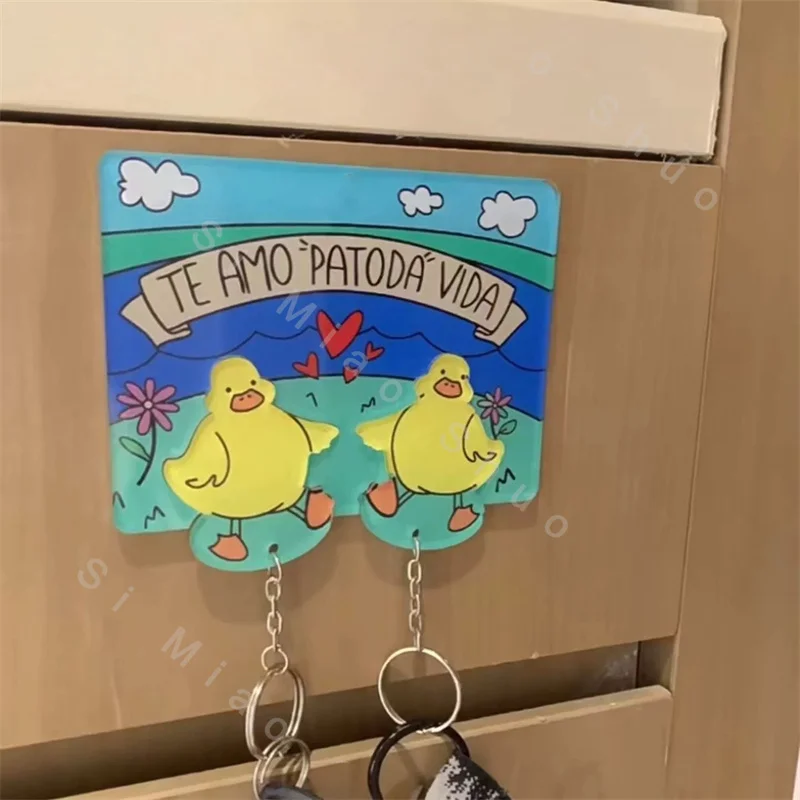 LLavero de pato de película para parejas, colgador de llaves de casa compartida, colgante de acrílico creativo para bolso escolar, regalo para