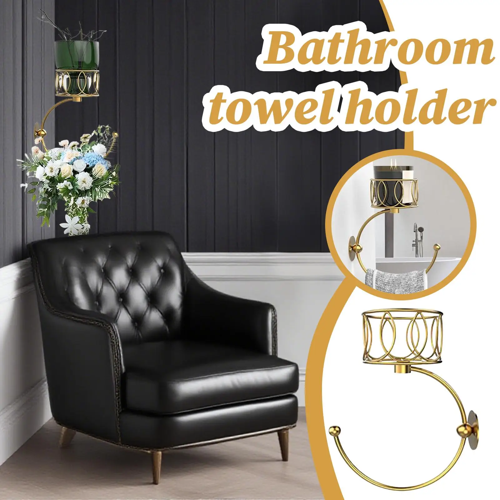 Antique Towel Hook With Candle Holder Heavy Duty Shower Towel Ring Rustic Steel Hook For Bathroom Kitchen Entryway Dormitory