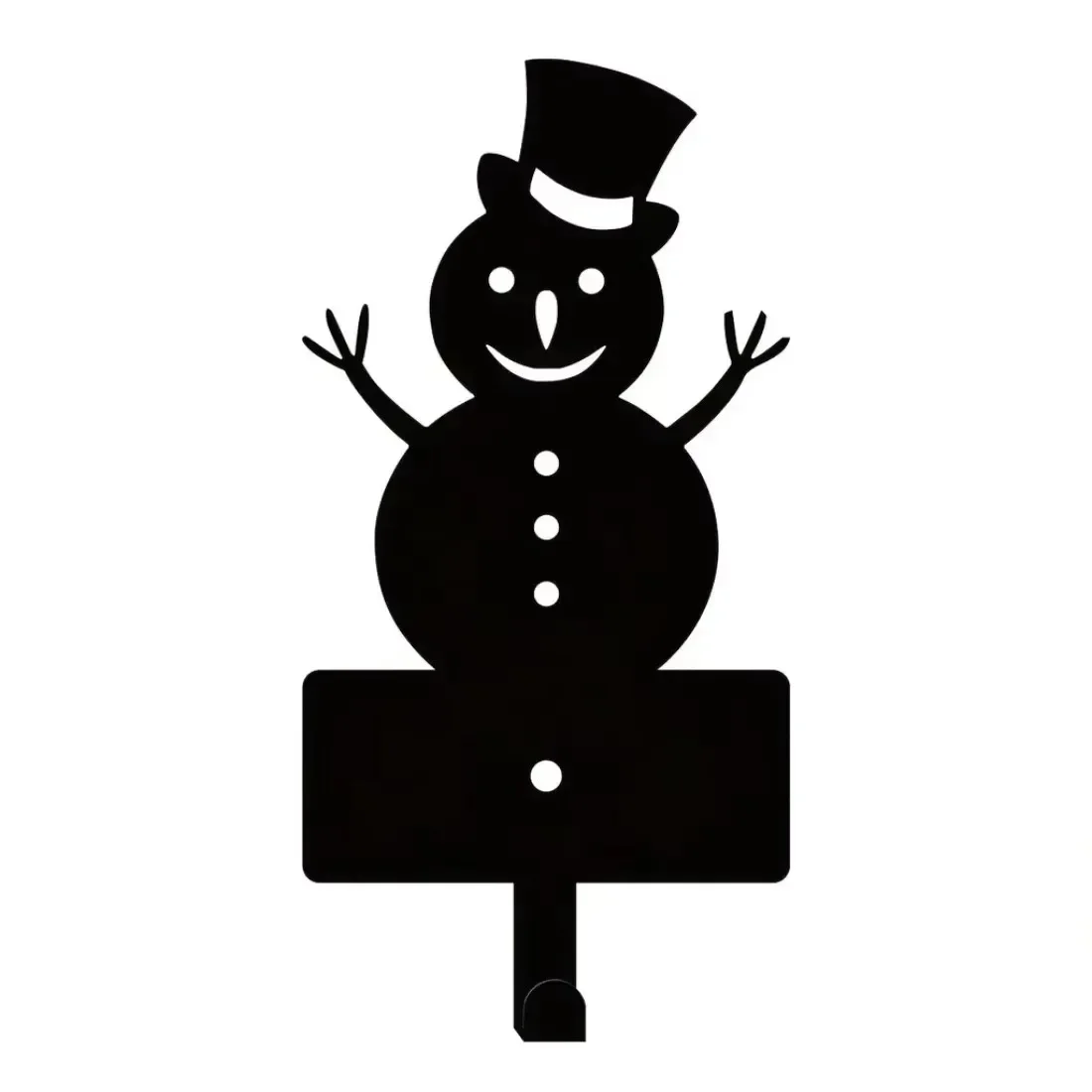 CIFBUY 1pc Snowman Shape Metal Wall Hook Rack,2D Flat Laser Cut Silhouette,Iron Wall Mount Organizer