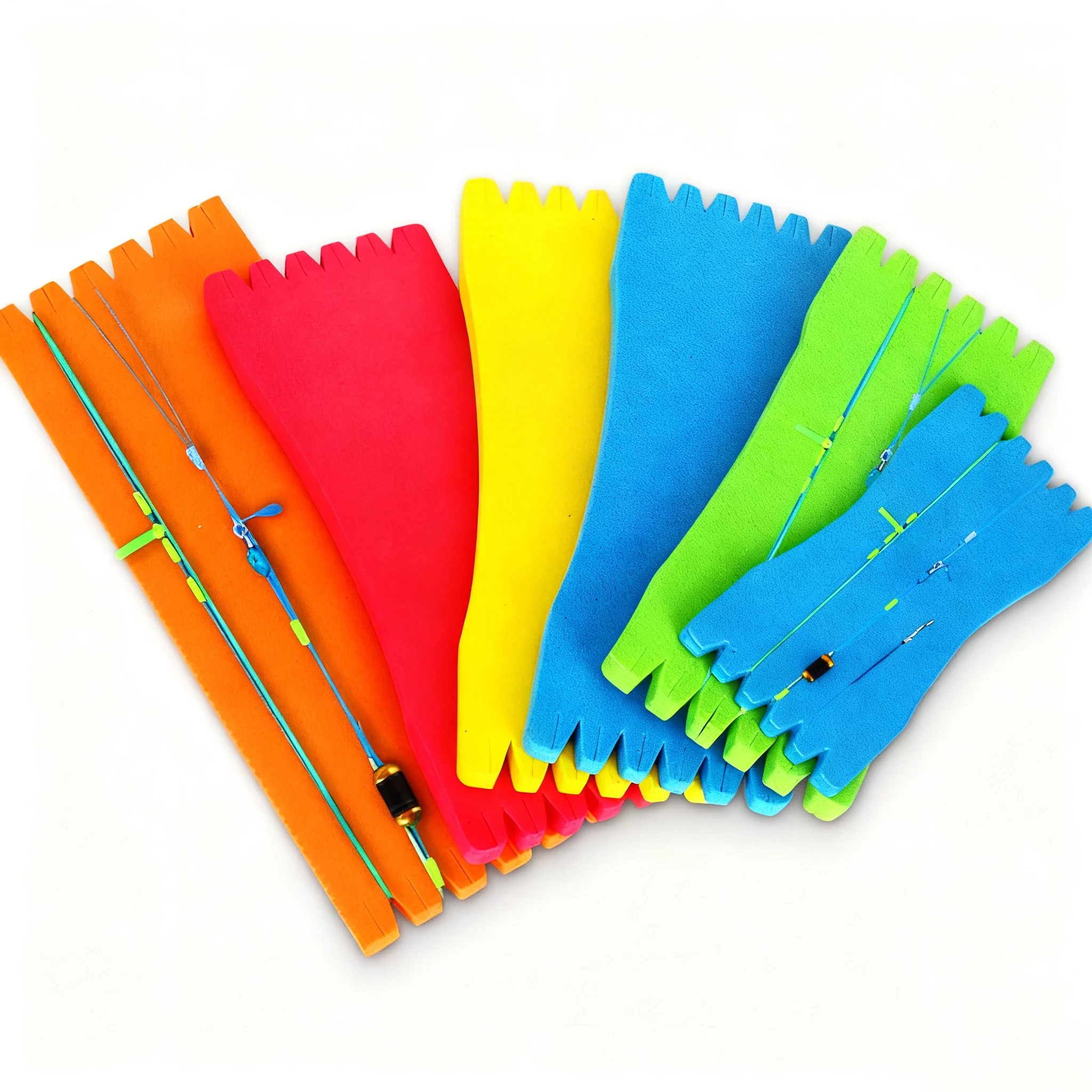 10Pcs Fishing Foam Spools EVA Foam Fishing Line Wire Wrap Strand Plate Storage Hook Rig Winders Random Colour Tackle Storage