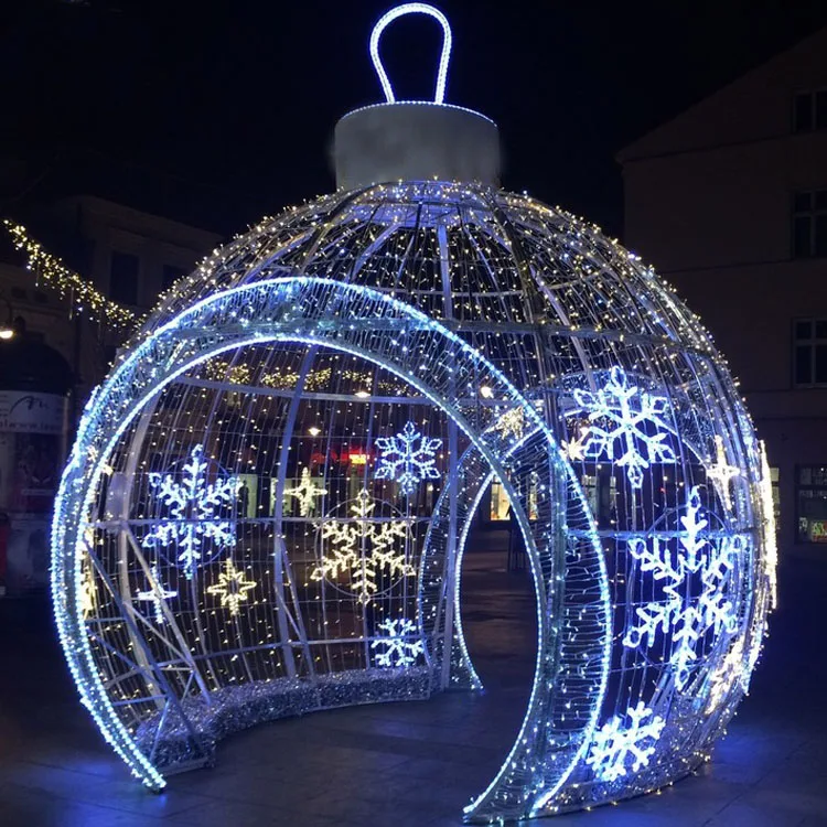 so-Outdoor Christmas Decorations Lights Giant Walk Through 3D Christmas Ball Arch Door with Low Price!