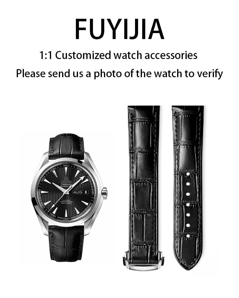 

FUYIJIA Couple Custom SEAMASTER SPEEDMASTER Original Watchbands 18MM 19MM 20MM 21MM 22MM Cowhide Strap Steel Folding Buckle Belt