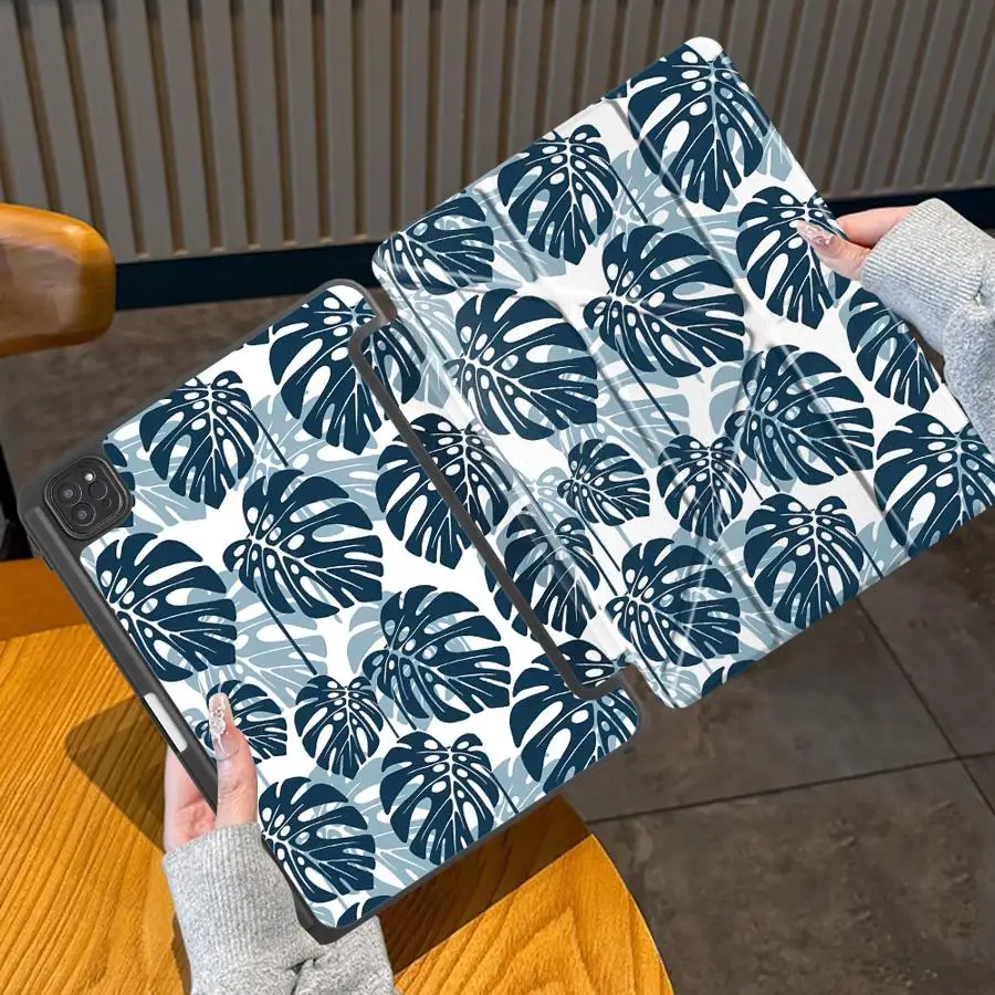 

Holder Cover Tablet Case For iPad Pro 2025 Mini 6 7 Air 4 5 M3 M2 M4 11inch Pro 11th 10th 9th 8th 7th 12.9inch Monstera Leaves