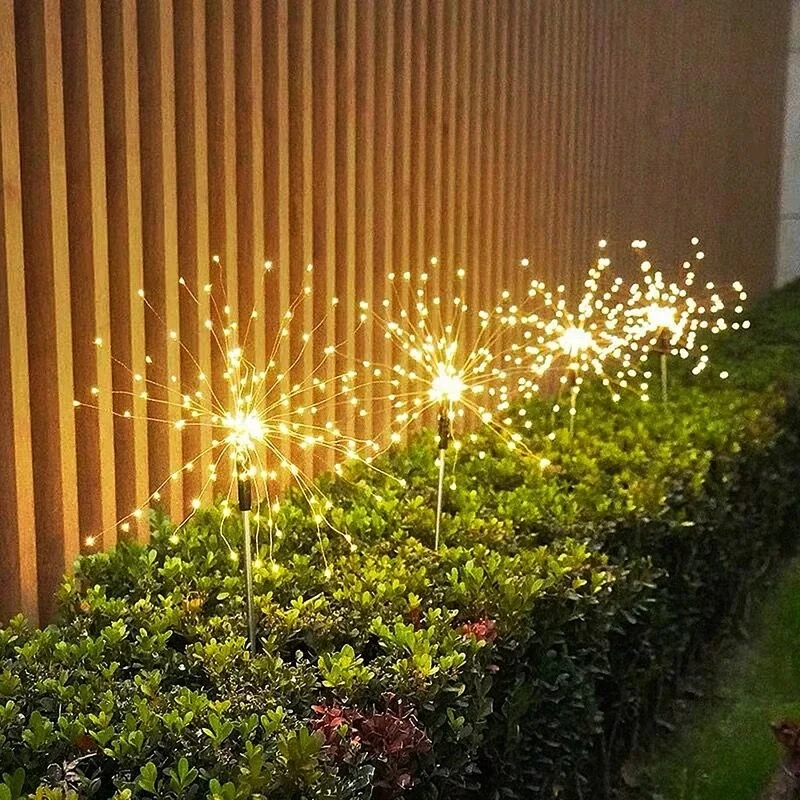 Luces LED solares de fuegos artificiales para exteriores, lámparas impermeables para decoración de césped de jardín, luz de hadas para Patio, lámpara de paisaje