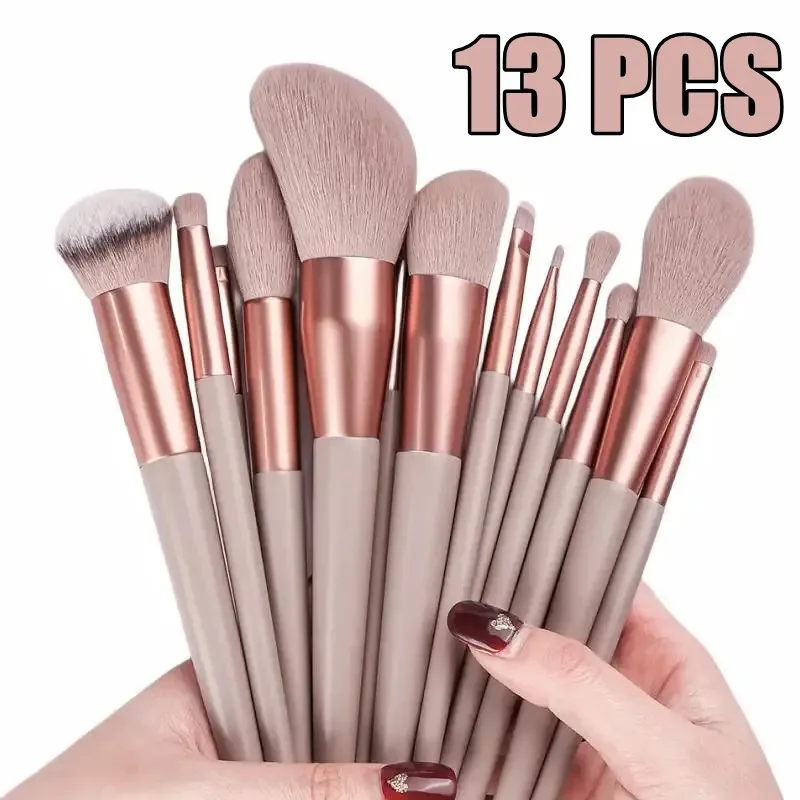 Juego de brochas de maquillaje suaves y esponjosas, 13 Uds., para base cosmética, colorete en polvo, sombra de ojos, Kabuki, mezcla de brochas de maquillaje, herramienta de belleza