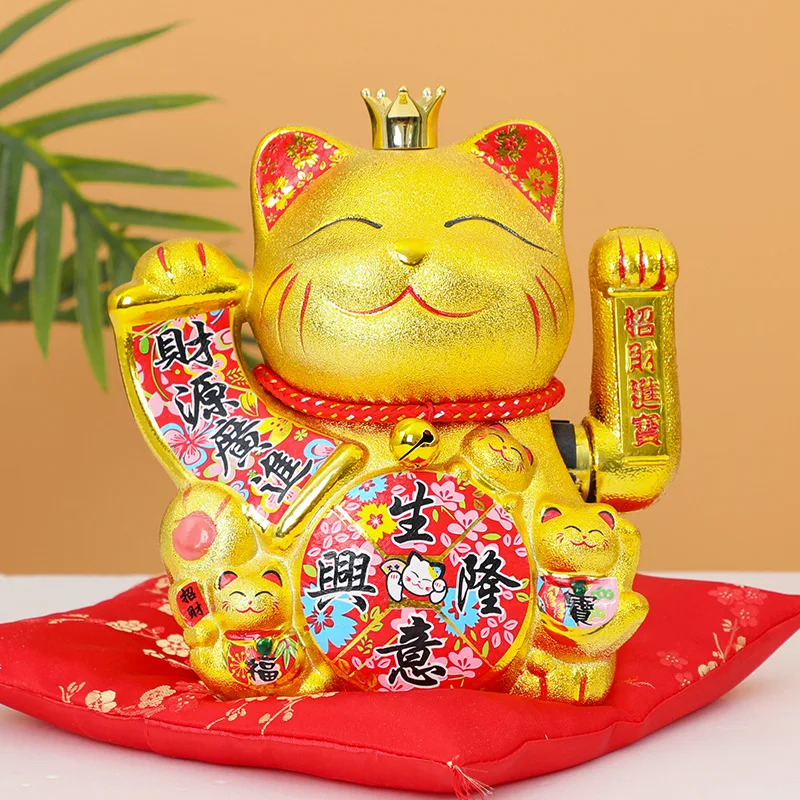 7/8/10/12/14 inch Feng Shui Beckoning Cat Wealth Fortune Lucky Waving Kitty Decor Ornament  Home Decor Welcome Waving Cat