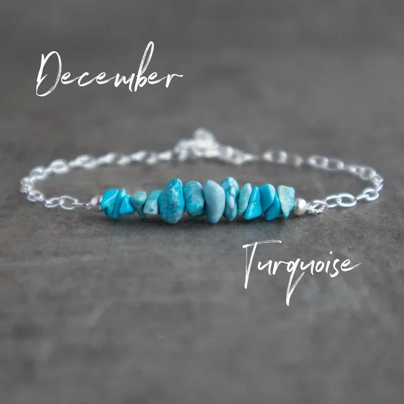 Blue Turquoise Bracelet, Raw Stone Turquoise Bracelet, Genuine Turquoise Jewelry, December Birthstone Bracelet, Birthday