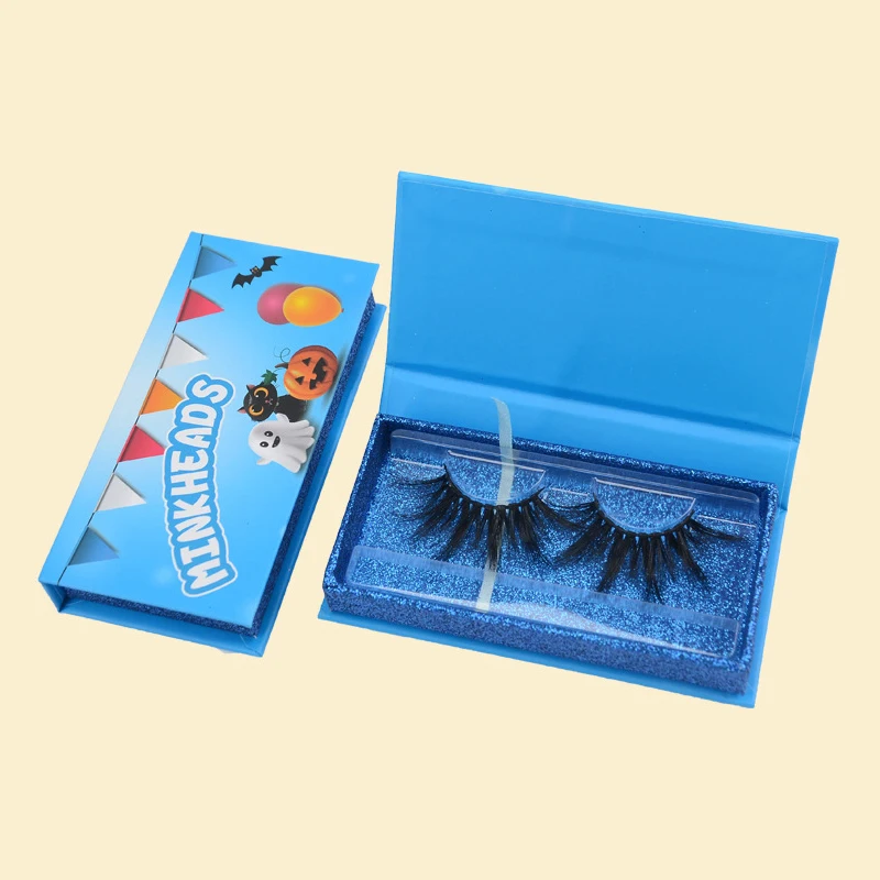 1 stücke Falsche Wimpern Lagerung Halloween Box Geschenk Box Magnet Box Verpackung Unterstützt Individuelles Logo Dicken Falsche Wimpern Werkzeuge