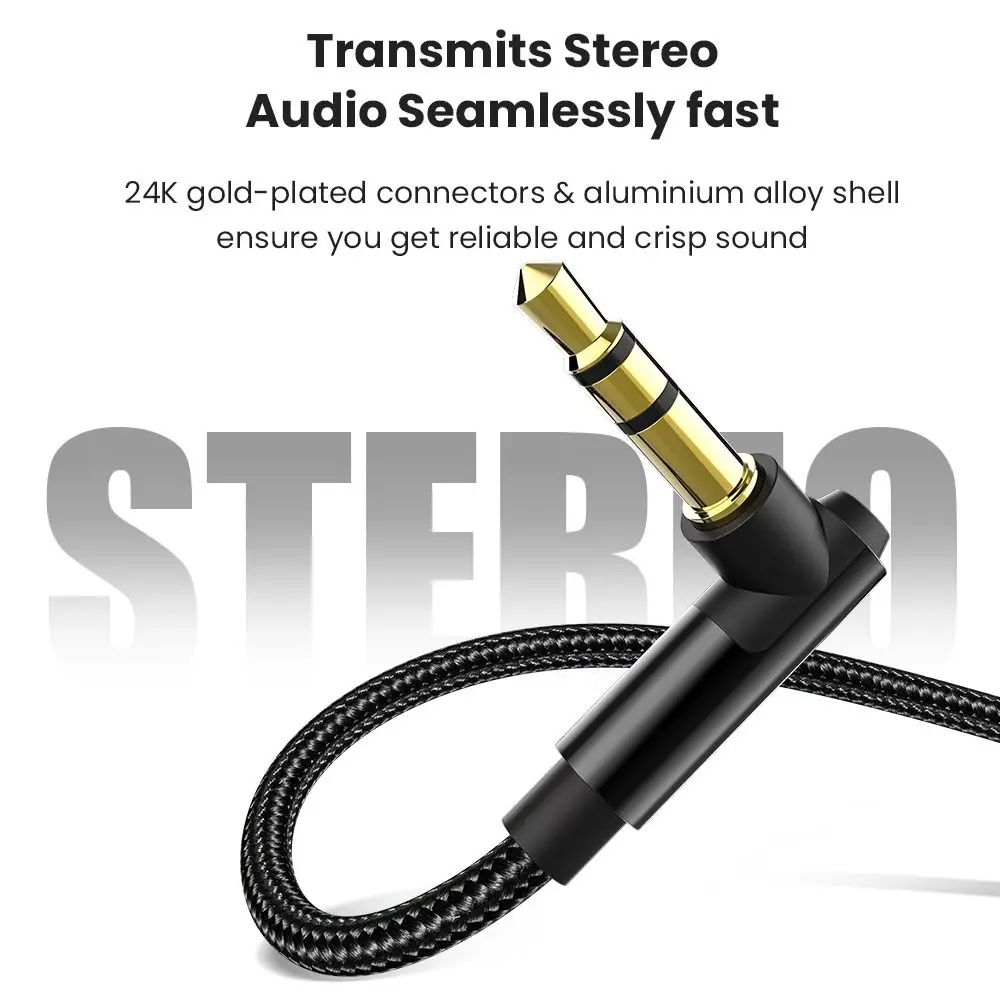 3.5mm Jack Audio Cable 90 Degree Elbow Male to Male Aux Cord HiFi Headphone Wire For Laptop Mobile Phone MP3/4 Tablet