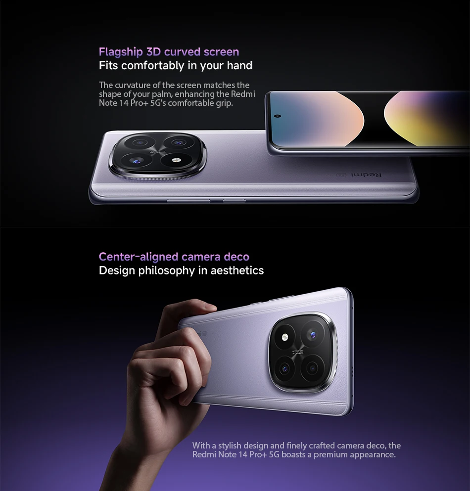Smartphone Xiaomi Redmi Note 14 Pro Plus 5G Global version 120W HyperCharge AMOLED display 200MP AI camera Snapdragon® 7s Gen 3