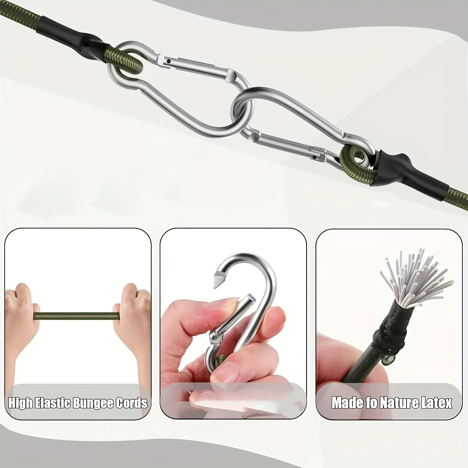 Picture 5: 2Pcs Elastic Rope Aluminum Hook 8mm Shock-absorbing Rope Flexible Tent Cord Luggage Binding Strap for Outdoor Camping Hiking