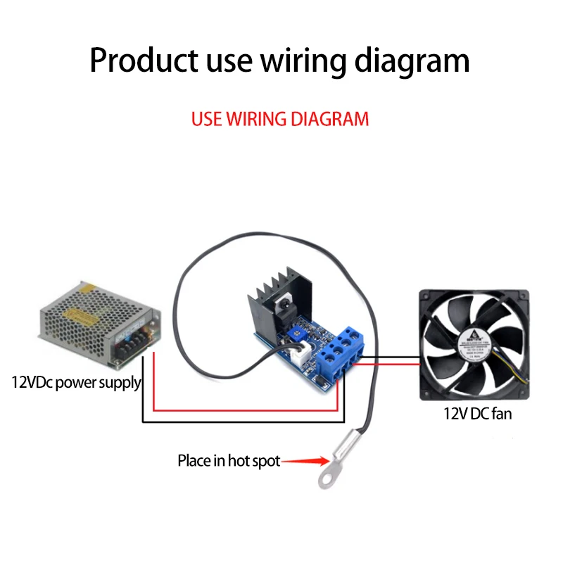 DC 12V fan  DC Fan speed control module Temperature control speed regulation Stepless speed controlCPU fan speed adjustment