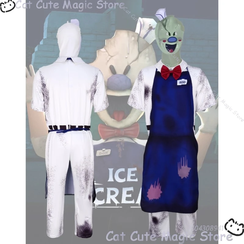 Rod Horro Game Ice Scream Cosplay Costume Mask Jumpsuit Apron For Adults Child 110-190 Size Suit Halloween Cos Set Customized