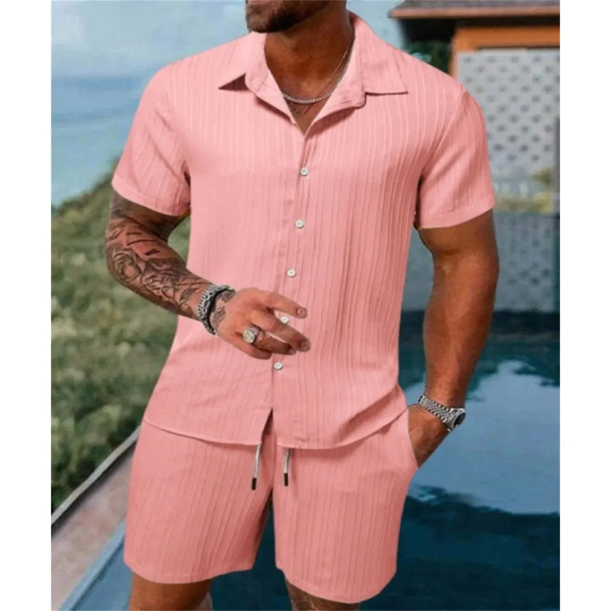 

Men's Summer Faion Sports Fitn Casual irt Sve Length 7 Autumn Seasonal Other Brand Clothing Set