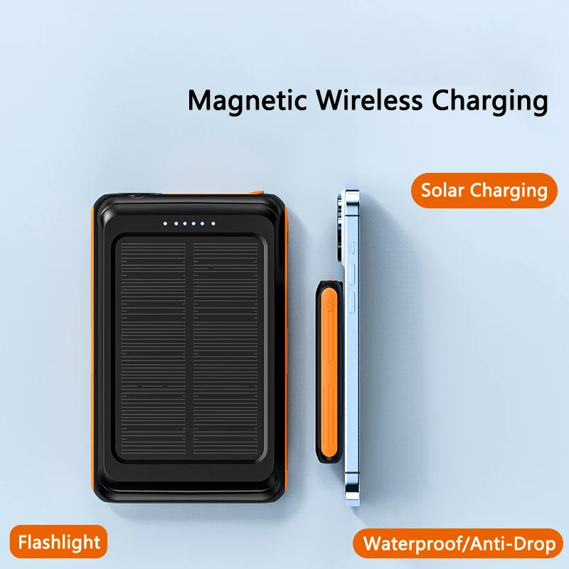 Magnetic Qi Wireless Charging for iPhone 12 13 pro 12/13mini Solar Power Bank 5000mAh Powerbank Portable Charger Mini Poverbank